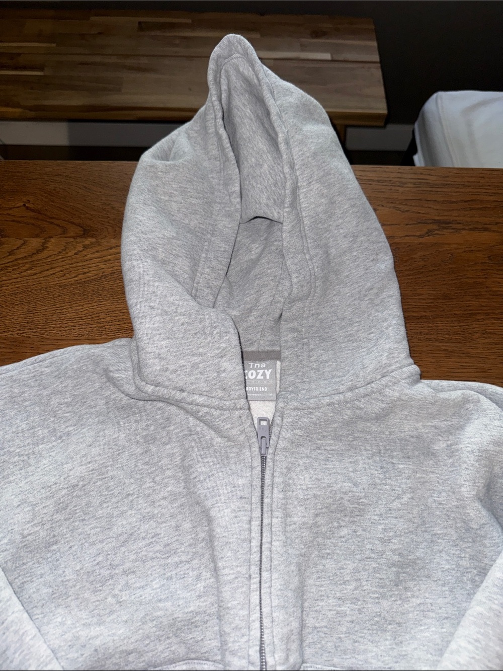 Aritzia Gray Zip-Up Hooded Sweatshirt - Picture 4 of 5